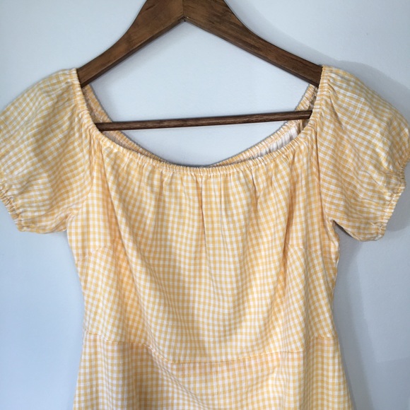 Wild Honey Yellow Gingham Off the Shoulder Dress - Picture 4 of 8